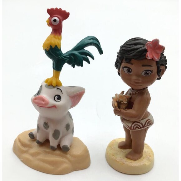 Disney 9 MOANA Figurine Lot Maui Hawk Tamatoa Te Ka Hei Hei Pua Sister Figures - Picture 5 of 14